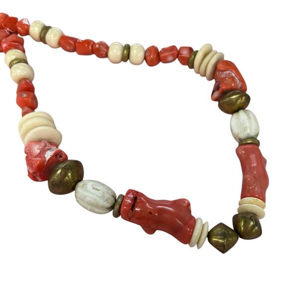 Lee Milward Designs Coral Cream Bronze Beaded Statement Necklace - Picture 4 of 4